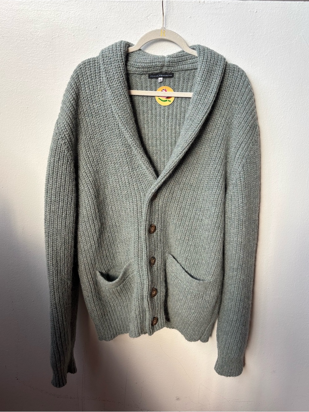 Alpacas of Montana Collar Cardigan Sweater - Sage Green